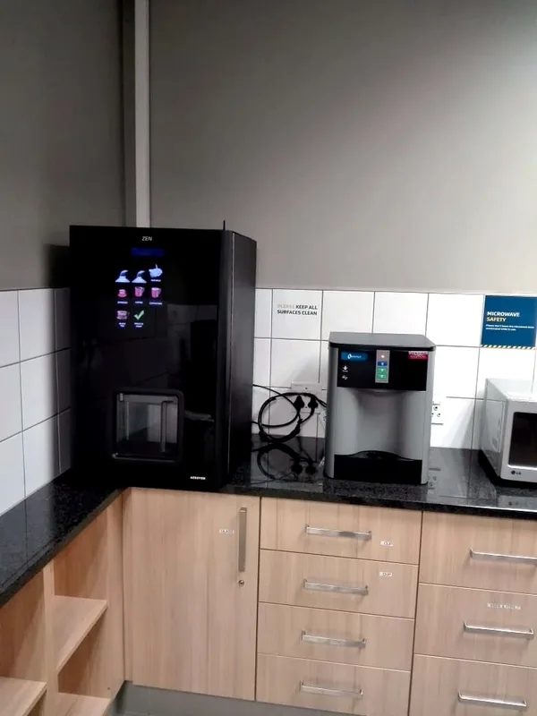 Coffee and filtered water in the office kitchen
